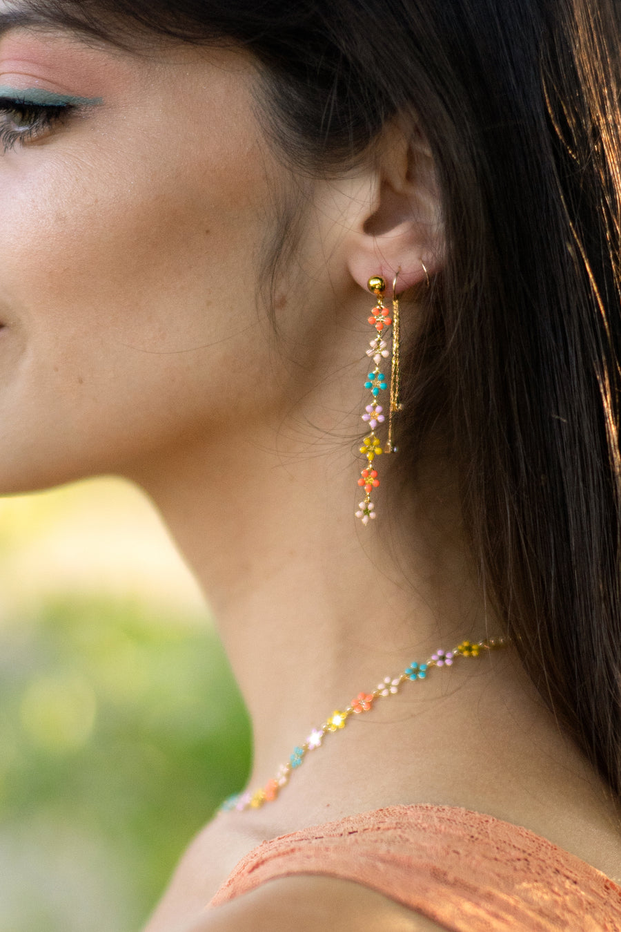 Burnett Multi Daisy Earring + Necklace