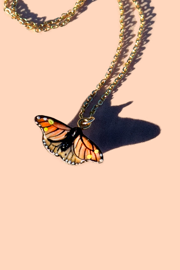 Tiny Flutter in Monarch Necklace