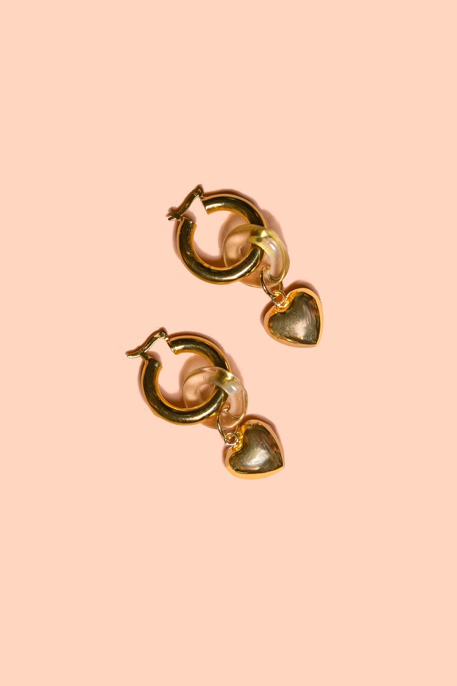 Heart of Gold Dangle Earring - 24K Gold Plated/Peach Resin