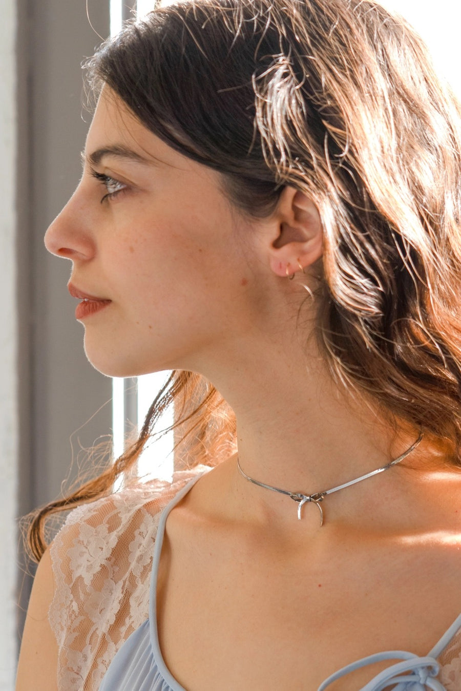Bow Peep Choker / Necklace Silver