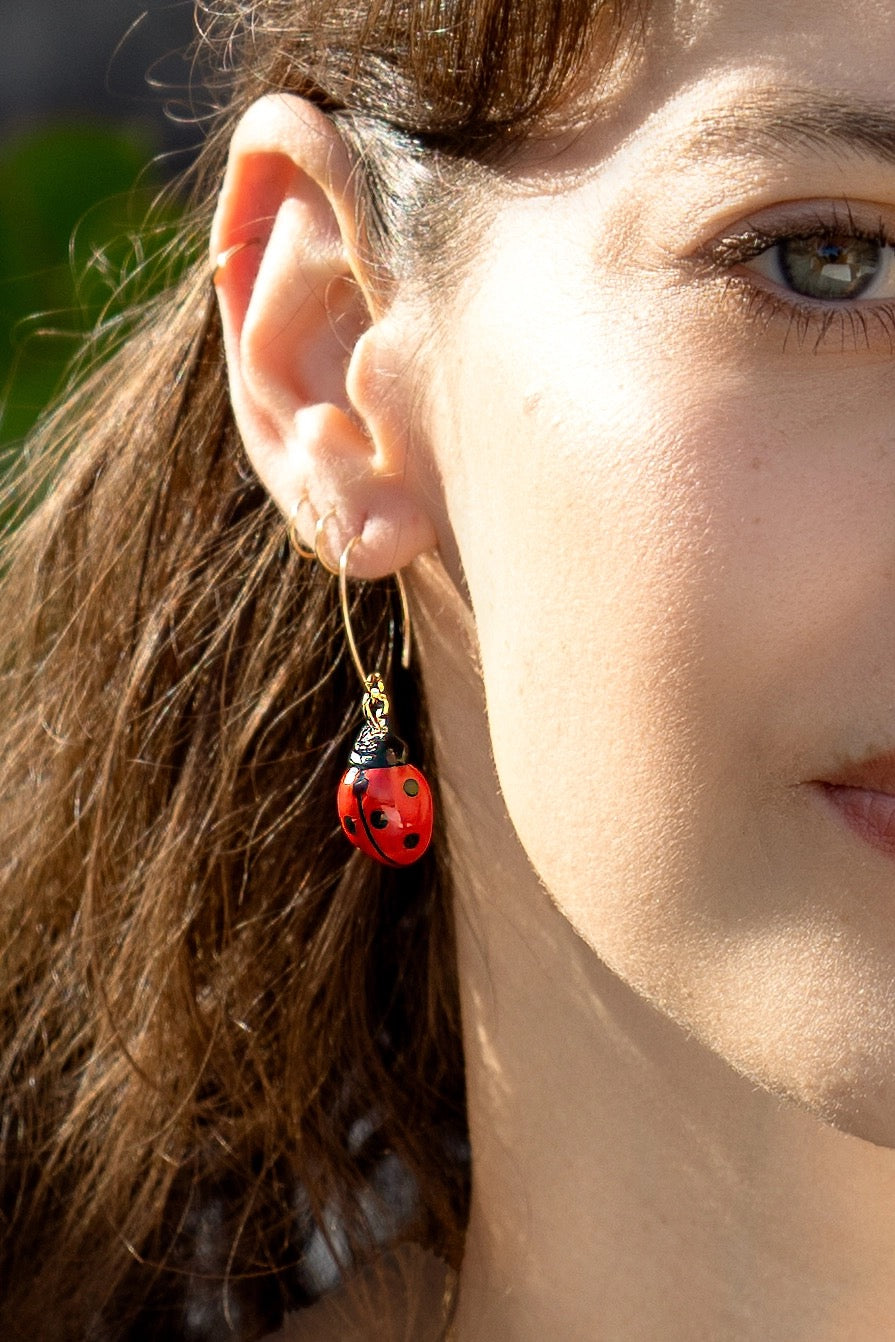 Tiny Lady Bug Earrings