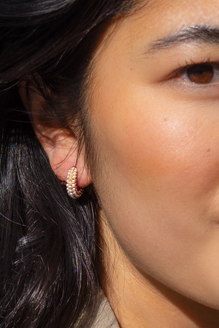 Pearl Mini Dot Hoops