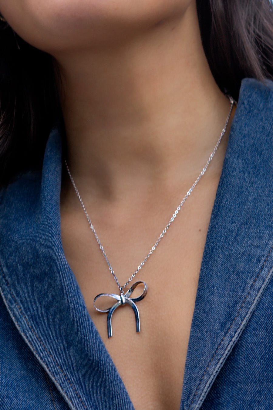 The Bow is Mine Necklace in Silver