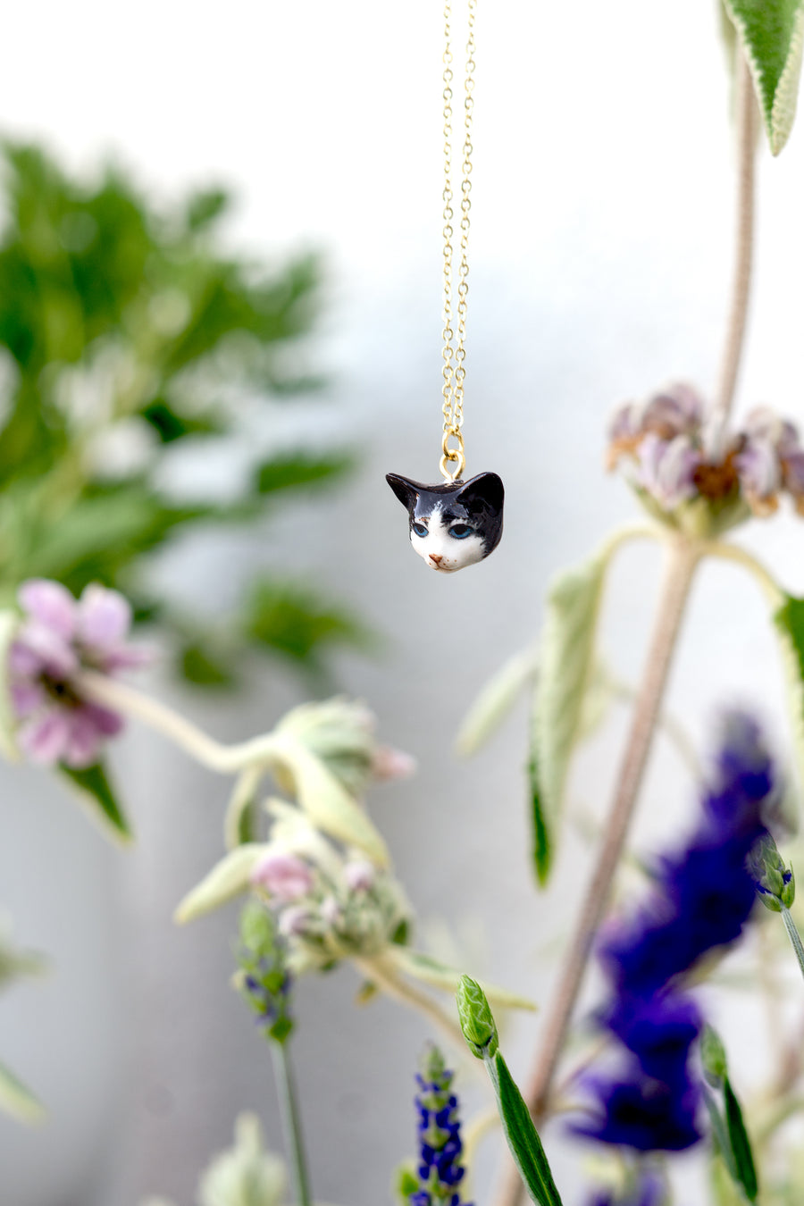 Tiny Tux Cat Head Necklace