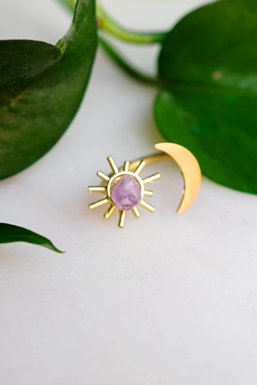 Stone and Moon Ring